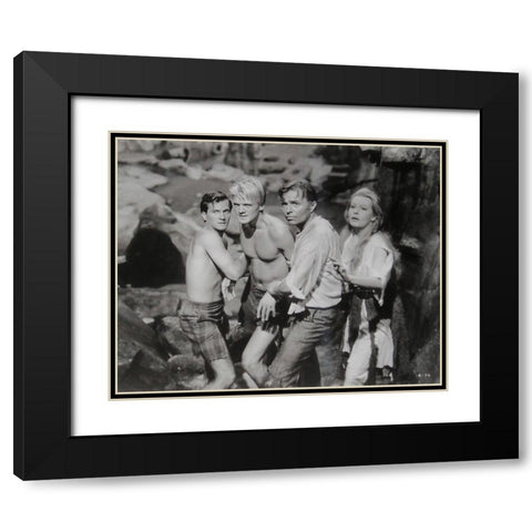 Pat Boone, Peter Ronson, James Mason, Arlene Dahl, Journey to the Center of the Earth, 1959 Black Modern Wood Framed Art Print with Double Matting by Vintage Hollywood Archive