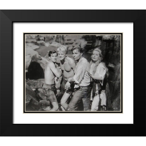 Pat Boone, Peter Ronson, James Mason, Arlene Dahl, Journey to the Center of the Earth, 1959 Black Modern Wood Framed Art Print with Double Matting by Vintage Hollywood Archive