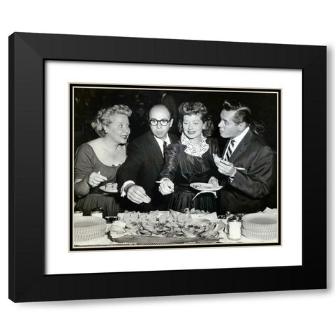 Vivian Vance, Jess Oppenheime, Lucille Ball, and Desi Arnaz, 1955 Black Modern Wood Framed Art Print with Double Matting by Vintage Hollywood Archive