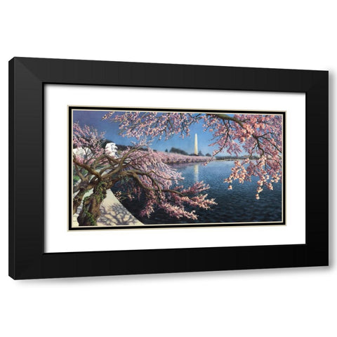 Washington Chronicle Tidal Basin Black Modern Wood Framed Art Print with Double Matting by Wang, John Z.