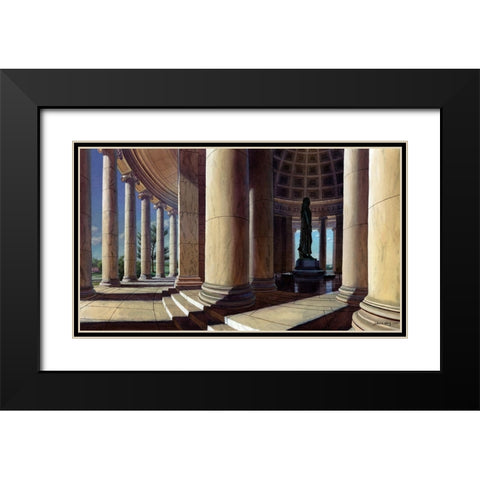 Washington Chronicle Jefferson Memorial Black Modern Wood Framed Art Print with Double Matting by Wang, John Z.