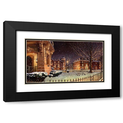 Washington Chronicle New Hampshire Avenue Black Modern Wood Framed Art Print with Double Matting by Wang, John Z.