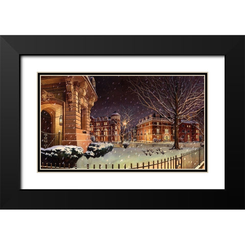 Washington Chronicle New Hampshire Avenue Black Modern Wood Framed Art Print with Double Matting by Wang, John Z.