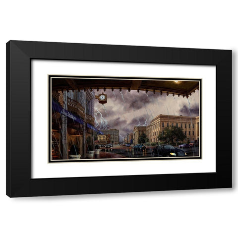 Washington Chronicle Penn Quarter Black Modern Wood Framed Art Print with Double Matting by Wang, John Z.