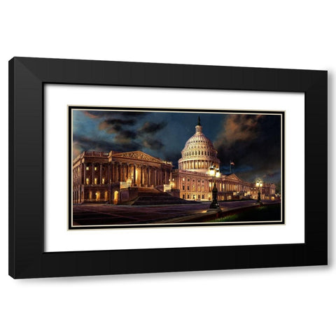 Washington Chronicle Capitol  Black Modern Wood Framed Art Print with Double Matting by Wang, John Z.