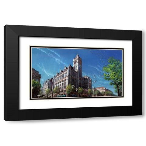 Washington Chronicle Old Post Office Black Modern Wood Framed Art Print with Double Matting by Wang, John Z.