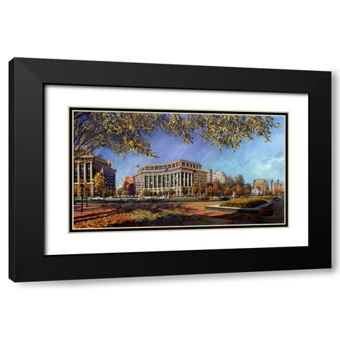 Washington Chronicle Pennsylvania Avenue Black Modern Wood Framed Art Print with Double Matting by Wang, John Z.
