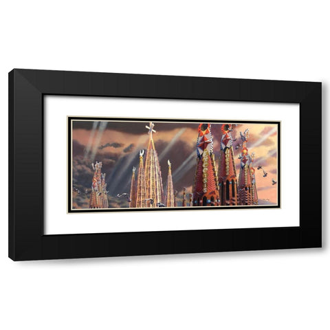 Towers of La Sagrada Familia Black Modern Wood Framed Art Print with Double Matting by Wang, John Z.
