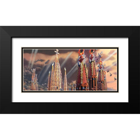 Towers of La Sagrada Familia Black Modern Wood Framed Art Print with Double Matting by Wang, John Z.