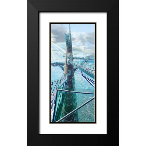 Cosmolink Tower Black Modern Wood Framed Art Print with Double Matting by Wang, John Z.