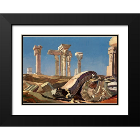 Ruins at Yuanmingyuan Black Modern Wood Framed Art Print with Double Matting by Wang, John Z.