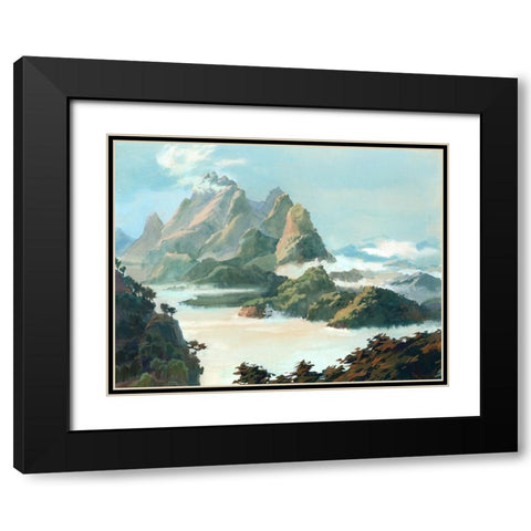 Crest of the Wudang Mountain Black Modern Wood Framed Art Print with Double Matting by Wang, John Z.