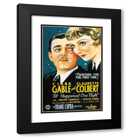 It Happened One Night Black Modern Wood Framed Art Print with Double Matting by Vintage Hollywood Archive