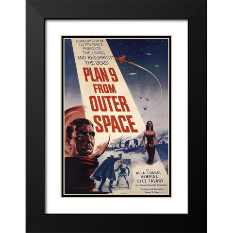 Plan nine from Outer Space Black Modern Wood Framed Art Print with Double Matting by Vintage Hollywood Archive