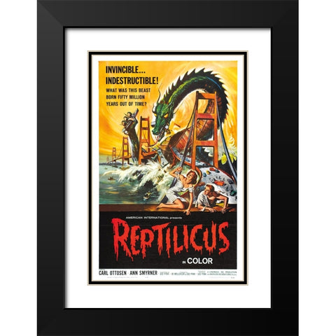 Reptilicus-1961 Black Modern Wood Framed Art Print with Double Matting by Vintage Hollywood Archive