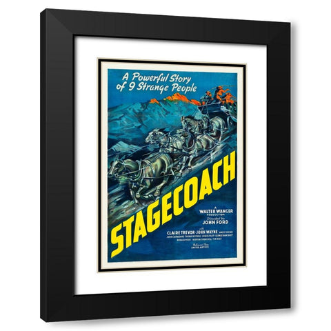 Stagecoach-1939 Black Modern Wood Framed Art Print with Double Matting by Vintage Hollywood Archive