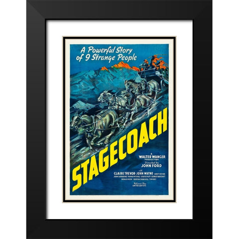 Stagecoach-1939 Black Modern Wood Framed Art Print with Double Matting by Vintage Hollywood Archive