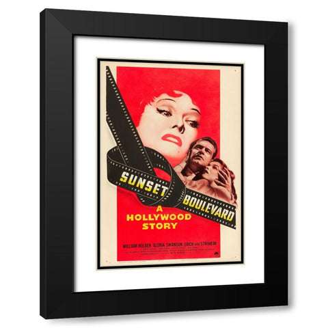 Sunset Boulevard-1950 Black Modern Wood Framed Art Print with Double Matting by Vintage Hollywood Archive