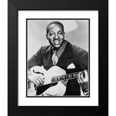 Big Bill Broonzy with a Gibson L-7 guitar-1951 Black Modern Wood Framed Art Print with Double Matting by Vintage Music Archive