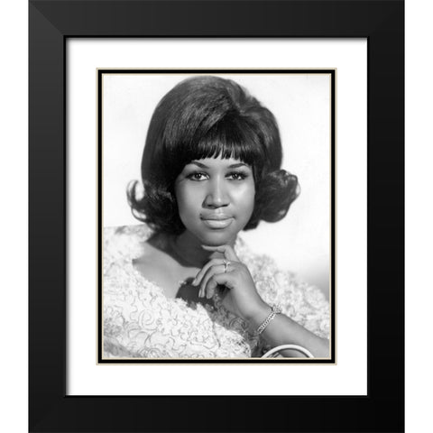 Aretha Franklin-1968 Black Modern Wood Framed Art Print with Double Matting by Vintage Music Archive