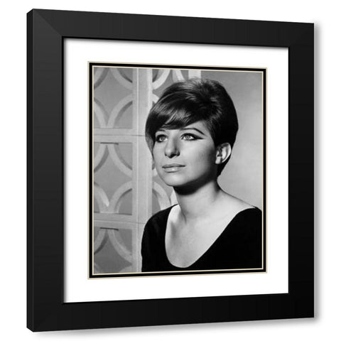 Barbra Streisand-1965 Black Modern Wood Framed Art Print with Double Matting by Vintage Music Archive