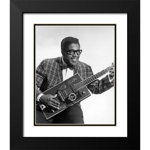 Bo Diddley-1957 Black Modern Wood Framed Art Print with Double Matting by Vintage Music Archive