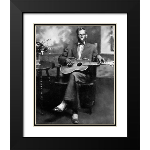 Charley Patton-1929 Black Modern Wood Framed Art Print with Double Matting by Vintage Music Archive