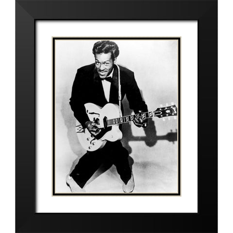 Chuck Berry-1957 Black Modern Wood Framed Art Print with Double Matting by Vintage Music Archive