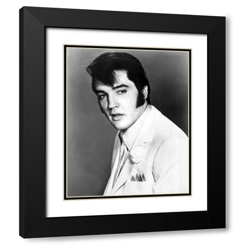 Elvis Presley-1968 Black Modern Wood Framed Art Print with Double Matting by Vintage Music Archive