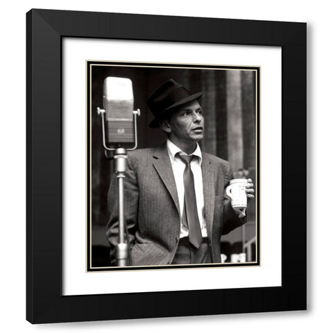 Frank Sinatra-1956 Black Modern Wood Framed Art Print with Double Matting by Vintage Music Archive