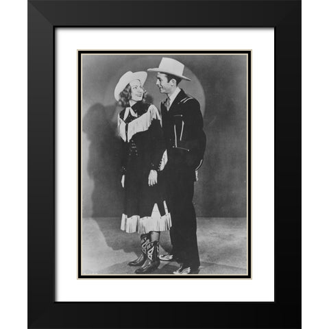Hank and Audrey Black Modern Wood Framed Art Print with Double Matting by Vintage Music Archive