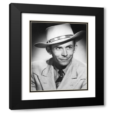 Hank Williams Black Modern Wood Framed Art Print with Double Matting by Vintage Music Archive