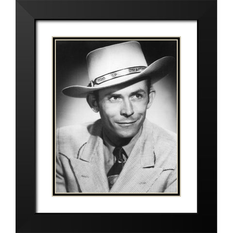 Hank Williams Black Modern Wood Framed Art Print with Double Matting by Vintage Music Archive