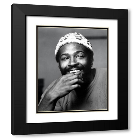 Marvin Gaye-1973 Black Modern Wood Framed Art Print with Double Matting by Vintage Music Archive