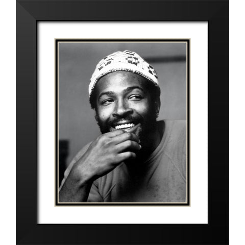 Marvin Gaye-1973 Black Modern Wood Framed Art Print with Double Matting by Vintage Music Archive