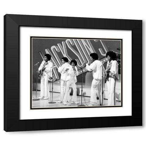 The Jackson 5-1972 Black Modern Wood Framed Art Print with Double Matting by Vintage Music Archive