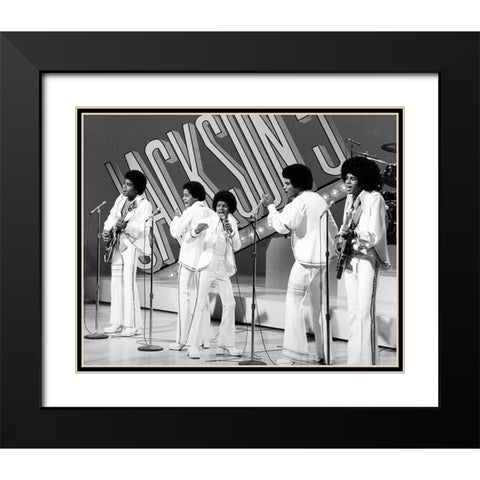 The Jackson 5-1972 Black Modern Wood Framed Art Print with Double Matting by Vintage Music Archive