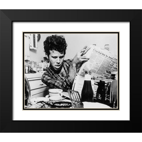 Tom Waits-1979 Black Modern Wood Framed Art Print with Double Matting by Vintage Music Archive