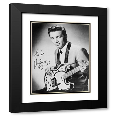 Waylon Jennings Black Modern Wood Framed Art Print with Double Matting by Vintage Music Archive