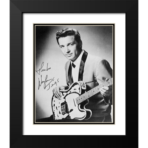 Waylon Jennings Black Modern Wood Framed Art Print with Double Matting by Vintage Music Archive