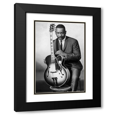 Wes Montgomery-1960s Black Modern Wood Framed Art Print with Double Matting by Vintage Music Archive