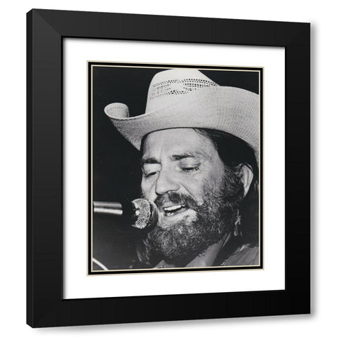 Willie Nelson-1974 Black Modern Wood Framed Art Print with Double Matting by Vintage Music Archive