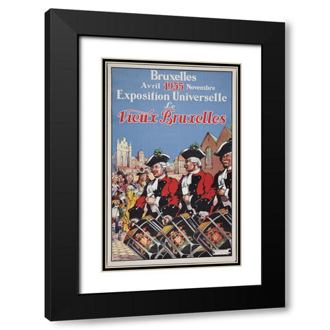 Brussels-1935 Black Modern Wood Framed Art Print with Double Matting by Worlds Fair Posters