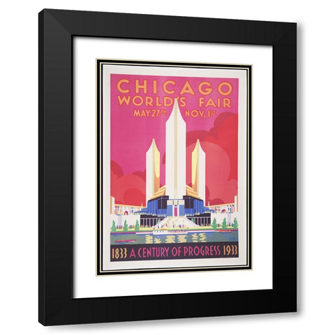 Chicago-1933 Black Modern Wood Framed Art Print with Double Matting by Worlds Fair Posters