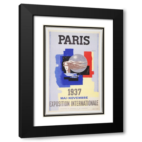 Paris-1937-Head Black Modern Wood Framed Art Print with Double Matting by Worlds Fair Posters