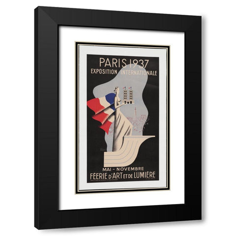Paris-1937-Lady Black Modern Wood Framed Art Print with Double Matting by Worlds Fair Posters