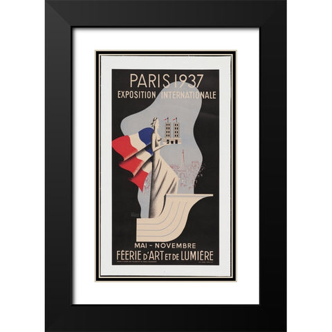Paris-1937-Lady Black Modern Wood Framed Art Print with Double Matting by Worlds Fair Posters