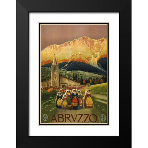 Abrvzzo-Italy Black Modern Wood Framed Art Print with Double Matting by Vintage Travel Posters