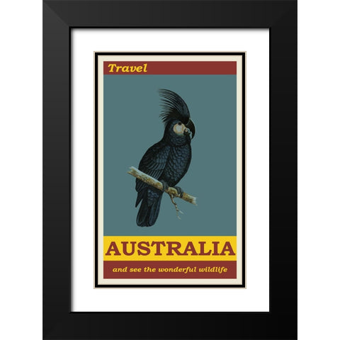 Australia Travel Poster Black Modern Wood Framed Art Print with Double Matting by Vintage Travel Posters