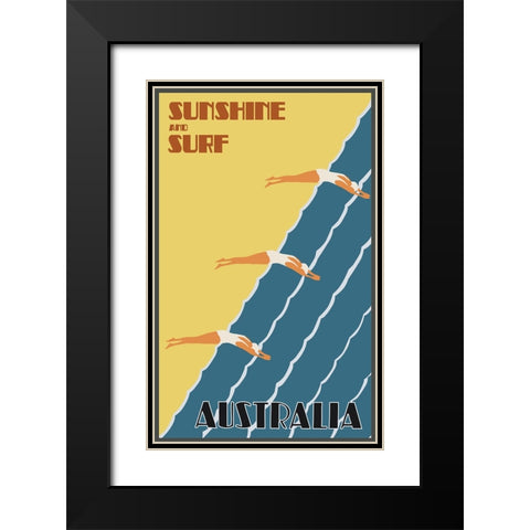 Australia Vintage Poster Black Modern Wood Framed Art Print with Double Matting by Vintage Travel Posters